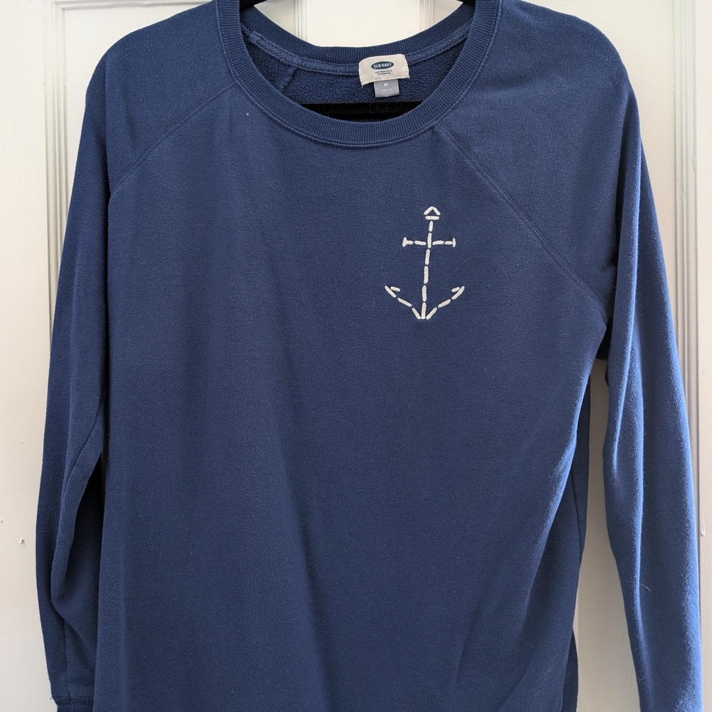 Old Navy Blue Crewneck with Anchor Graphic